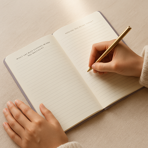 LABON ヒーリングエコーマガジン プレミアム ラベンダー ハードカバーノート デボス加工エコーマグサークル ゴールド箔ライン セルフケアノート用 - Product Image 6