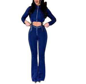 Ensemble de survêtements en velours personnalisé Survêtement de jogging Automne Hiver Survêtements en velours pour femmes 2025 Survêtement en velours Ensemble 2 pièces pour femmes - Product Image 4