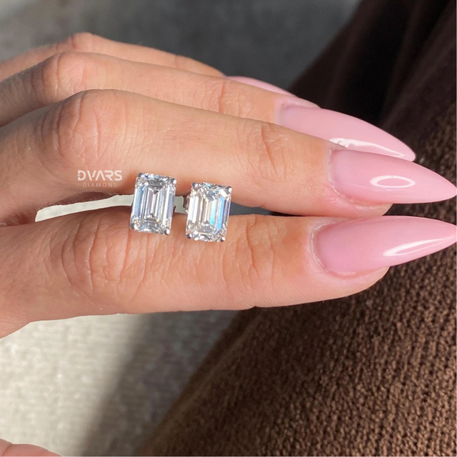 5 Carat Emerald Cut Lab Grown Diamond Stud Earrings | IGI Certified | Trendy Luxury Wedding Party Engagement Gift | 14K Gold