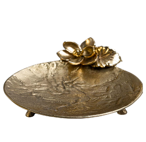 Exclusiva Bandeja Decorativa de Latón con Diseño Floral, Bandeja de Servicio de Metal en Tono Latón, Centro de Mesa Decorativo, Plato de Exhibición Hecho a Mano - Product Image 1