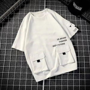 Venta al por mayor OEM 100% algodón orgánico Jersey Camiseta de manga corta de gran tamaño de los hombres de moda informal con bolsillo ropa de hombre - Product Image 3