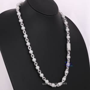 สร้อยคอเพชรโมอิสสีเงินสเตอริงขนาด8มม. สุดอินเทรนด์925พร้อมสร้อยข้อเท้าสีทองใสสำหรับผู้หญิงผู้ชาย - Product Image 2