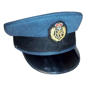 Custom Officer Royal Blue Peak Cap Head Wear Wholesale Officer Peaked Hat with Bullion Badge Bullion Visor & Headbands
