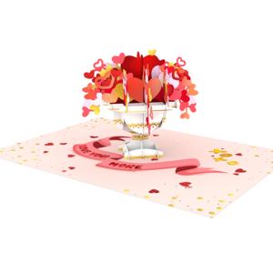 กระเช้าดอกไม้หัวใจโรแมนติกการ์ดอวยพรป๊อปอัพ3D พร้อมซองรักคุณมากขึ้นช่อดอกไม้การ์ดอวยพรแฮนด์เมดสำหรับวาเลนไทน์ - Product Image 4