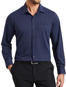 Chemise décontractée à manches longues pour hommes de marque personnalisée respirante formelle et anti-boulochage orientée vers l'exportation de haute qualité 100% coton - Product Image 5