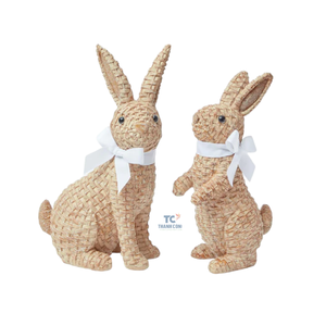 Lapin en rotin européen de Pâques, vente en gros, best-seller 2023, lapin en rotin artisanal bohème pour la décoration du salon, de la chambre à coucher, intérieur - Product Image 3