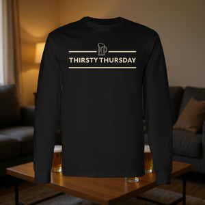 T-shirt à manches longues « Jeudi soifondru » avec motifs de tasses de bière pour adultes, idéal pour la détente, tee-shirt promotionnel pour adultes - Product Image 3