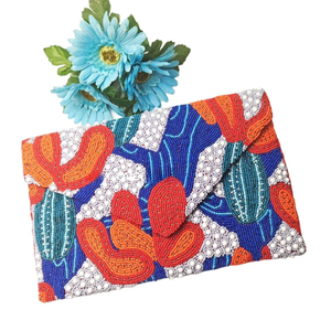 Bolso de mano bordado con cuentas de lujo, elegante bolso de noche hecho a mano con correa para el hombro para mujer - Product Image 3