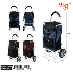 Bolsa de carrito de compras ligera conveniente de 39,5 \ ", plegable de acero, aluminio, tela plástica, malla ligera, bolsillo con cremallera, 8 piezas/CS - Product Image 1