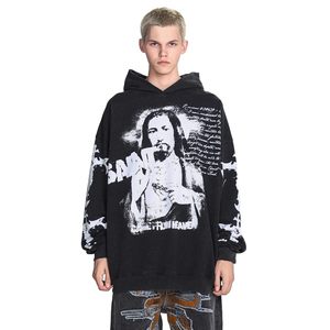 Sudaderas con capucha para hombre con estampado de color sólido con patrón de ropa de calle personalizada - Product Image 3