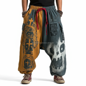 Pantalones Harem con Estampado Gráfico de Calavera Personalizado, Pantalones Holgados de Estilo Hip Hop para Hombre - Product Image 1