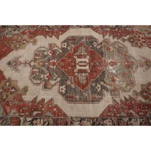 Turkish Rug, 4.2x7.2 ft Area Rug, <b>Red</b> Camouflage <b>Wool</b> Vintage Rug - Product Image 5