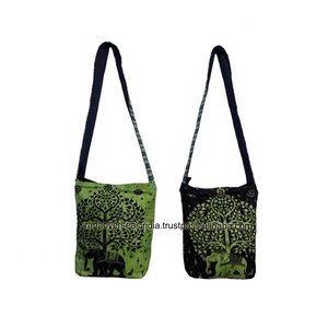 Sac à bandoulière en coton avec motif d'arbre et d'éléphant, sac à bandoulière bohème élégant, idéal pour le collège, le bureau et les sorties du week-end - Product Image 5