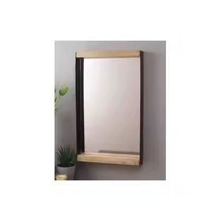 Azora Industries Round <b>Wooden</b> Wall <b>Mirror</b> Modern Design Style for Farmhouse Decorative Bathroom Living Room Entry - Product Image 3