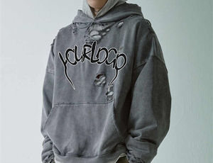 Sweat-shirts unisexes vintage surdimensionnés en coton épais de haute qualité, sans cordon, personnalisables avec logo, effet vieilli - Product Image 3