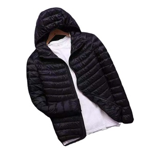 Chaqueta ligera de algodón y poliéster para hombre, chaleco con capucha y cuello levantado de invierno con plumas, chaquetas cálidas Vintage de Color sólido con cremallera - Product Image 1