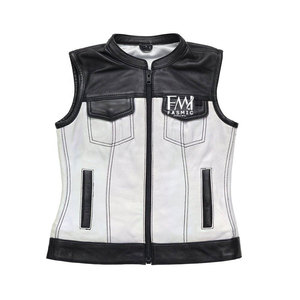 Venta caliente de cuero de otoño Casual Forros sin mangas PU Chalecos de mujer con embalaje personalizado Chaleco de motociclista - Product Image 1