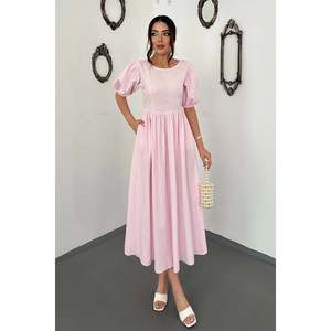 Robe rose avec détail de nœud au dos - Rose - Product Image 1