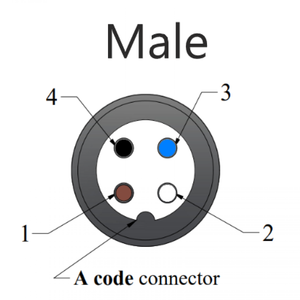 M12 mâle droit un Code 4 broches conducteur en cuivre PVC isolé usage industriel non blindé 4x0.34 1 mètre câble noir - Product Image 3