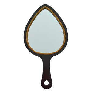 Miroir à main en bois en forme de larme avec cadre et design en corde, miroir de courtoisie en bois adorable et durable pour le maquillage - Product Image 3
