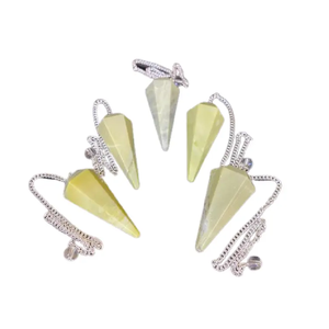 Pendule de serpentine de haute qualité cristal naturel pierre précieuse cône à facettes pendule de radiesthésie pour pendules de guérison Reiki à vendre - Product Image 4