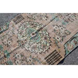 พรมวินเทจ ขนาด 4.6x7.8 ฟุต พรมตุรกี สีเบจเขียวลายพราง พรมขนสัตว์ - Product Image 5