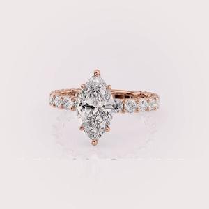 แหวนเพชรทรงมาร์คีส์เพาะเลี้ยงในห้องปฏิบัติการ ตัวเรือนทอง 9K หลายสี พร้อมวงแหวนแบบเต็มวง รับรองโดย IGI สไตล์วินเทจ - Product Image 5