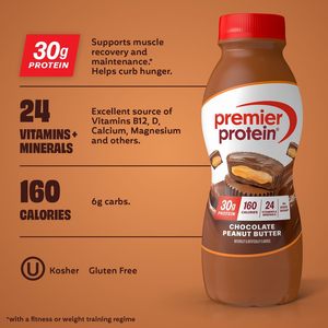 Batido de Proteína Premier, Chocolate con Mantequilla de Maní, 30 g de Proteína, 11.5 fl oz, Paquete de 12 - Product Image 6