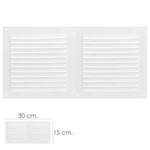 Griglia di ventilazione a doppia vite 30x15 cm. Bianco - Product Image 1