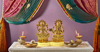 Figurine en métal moderne de 4 pouces du dieu hindou Lakshmi Ganesha, décoration d'intérieur pour Diwali, baptême, Pooja - Cadeau indien