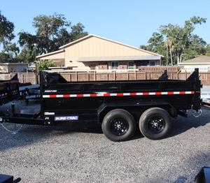 Top Quality 2026 Sure-Trac 7 x 14 FT Heavy Duty Low Profile Hydraulic Dump Trailer 14K GVWR Tandem Axle Black Steel Dump Trailer - Product Image 1
