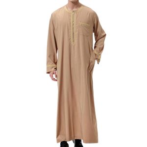 Túnica Islámica para Hombre, Color Beige Arena, Mezcla de Algodón, Manga Larga, Jubba, Kandura, Dishdasha, Ropa Musulmana de Verano para Oriente Medio - Product Image 5