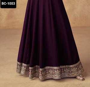 Vêtements ethniques indiens Pure Georgette avec broderie lourde Zari séquence travail yand manches Anarkali robes de fantaisie pour les vêtements de mariage - Product Image 5