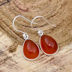 Girls and Women 925 <b>Solid</b> Sterling <b>Silver</b> Dangle Earrings with <b>Silver</b> Gemstone Carnelian Trendy Drop Earrings Jewelry - Product Image 3