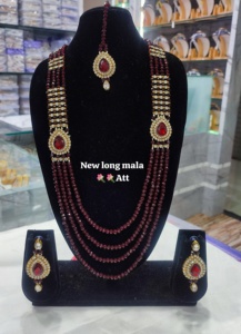 Indiano tradizionale e alla moda placcato in oro lungo Mala con orecchino e Maagtika collana Set e gioielli da donna - Product Image 2