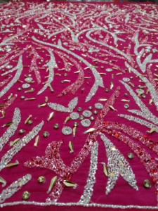 Tissu de dentelle de rayonne de paillettes perlées à la main de luxe Offres Spéciales pour la fête de mariage et la broderie de robe de mariée - Product Image 2