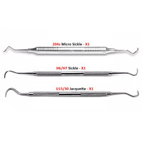 Set Alat Gigi Sickle Scaler 3 Buah, Instrumen Tangan Pro untuk Perawatan Periodontal, Alat Pembersih Manual dari Baja Tahan Karat, Instrumen Bedah Bersertifikasi CE