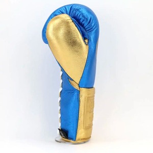 Guantes de Boxeo Hechos a Mano de Alta Calidad, Sin Boxeo No Hay Vida, Guantes de Entrenamiento de Boxeo de Dedo Completo para Adultos, Azul Metálico/Dorado, Cuero Genuino de Secado Rápido - Product Image 4