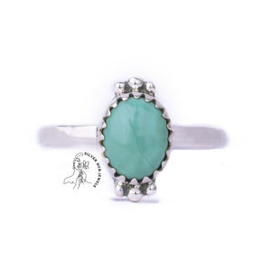 Bague en grappe d'argent à la mode femmes bijoux fins fleurs forme Turquoise Larimar pierre précieuse 925 bague de mariage en argent cadeau pour elle - Product Image 1