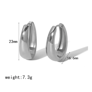 Boucles d'oreilles ovales en acier inoxydable à la mode poli et or 18 carats Boucles d'oreilles pendantes à la mode pour femmes et filles - Product Image 3