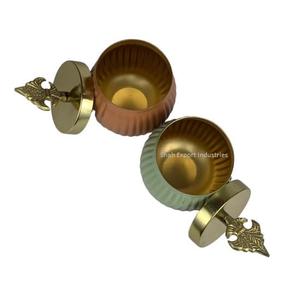Lot de 2 bocaux à fruits secs en métal faits à la main avec couvercle design bocal de stockage de noix Diwali cadeaux de table rond multicolore - Product Image 3