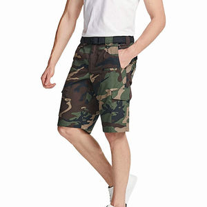 กางเกงขาสั้นคาร์โก้ผู้ชายแบบผูกเชือก ผ้าฝ้าย 100% หลายกระเป๋า ความยาวระดับเข่า สวมใส่สบายๆ สำหรับออกกำลังกาย - Product Image 3