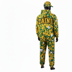 Conjunto de Chaqueta Cortavientos de Nailon y Poliéster Premium de Talla Grande, Diseño de Panel Doble Rojo y Azul con Impresión de Logotipo DTF Personalizado - Product Image 5