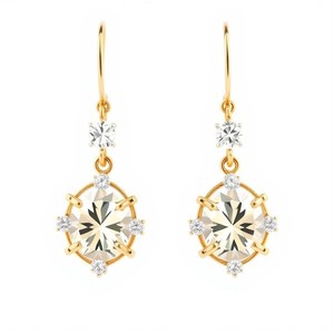 Pendientes colgantes de plata de ley 925 de lujo, piedras preciosas chapadas en oro para mujer, accesorio de moda - Product Image 2