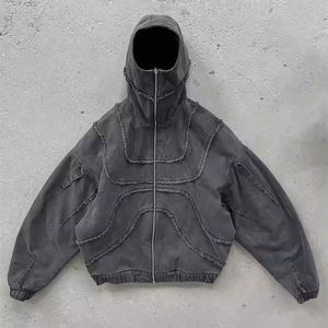 Sudadera con capucha a rayas Sun Faded, sudaderas con capucha y pantalones de chándal desgastados personalizados, conjunto con cremallera, lavado ácido, Sudadera con capucha Vintage 420 GSM - Product Image 1