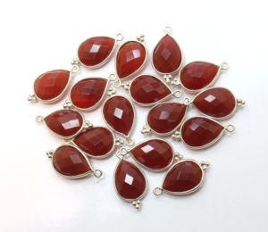 925 Sterling Silver Natural Red Chalcedony <b>Pendant</b> 13X16MM Faceted Pear Shape Bezel Setting for Wedding Anniversary Party Luxury - Product Image 2