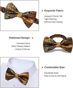 Venta caliente Nueva moda Corbatas de seda Hombres Estilo de negocios personalizado Pajaritas Patrón de rayas Sublimación Mariposa Gemelos Corbatas - Product Image 2