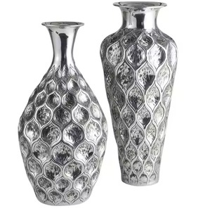 Luxury Silver Metal <b>Vase</b> Handcrafted Decorative Accent for Home Interior Floral Arrangement and Modern Table Decoration - Product Image 3