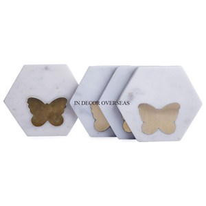 Posavasos de forma redonda hechos de vidrio transparente de calidad Superior para bebidas con bordes dorados Suministro de accesorios de mesa de aspecto atractivo - Product Image 4