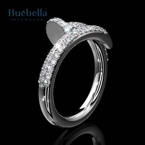 Hip hop Nouveau Style Iced Out Nail Ring Argent Sterling 925, Or Blanc 14K Éblouit Avec Luxe Et Style - Product Image 4